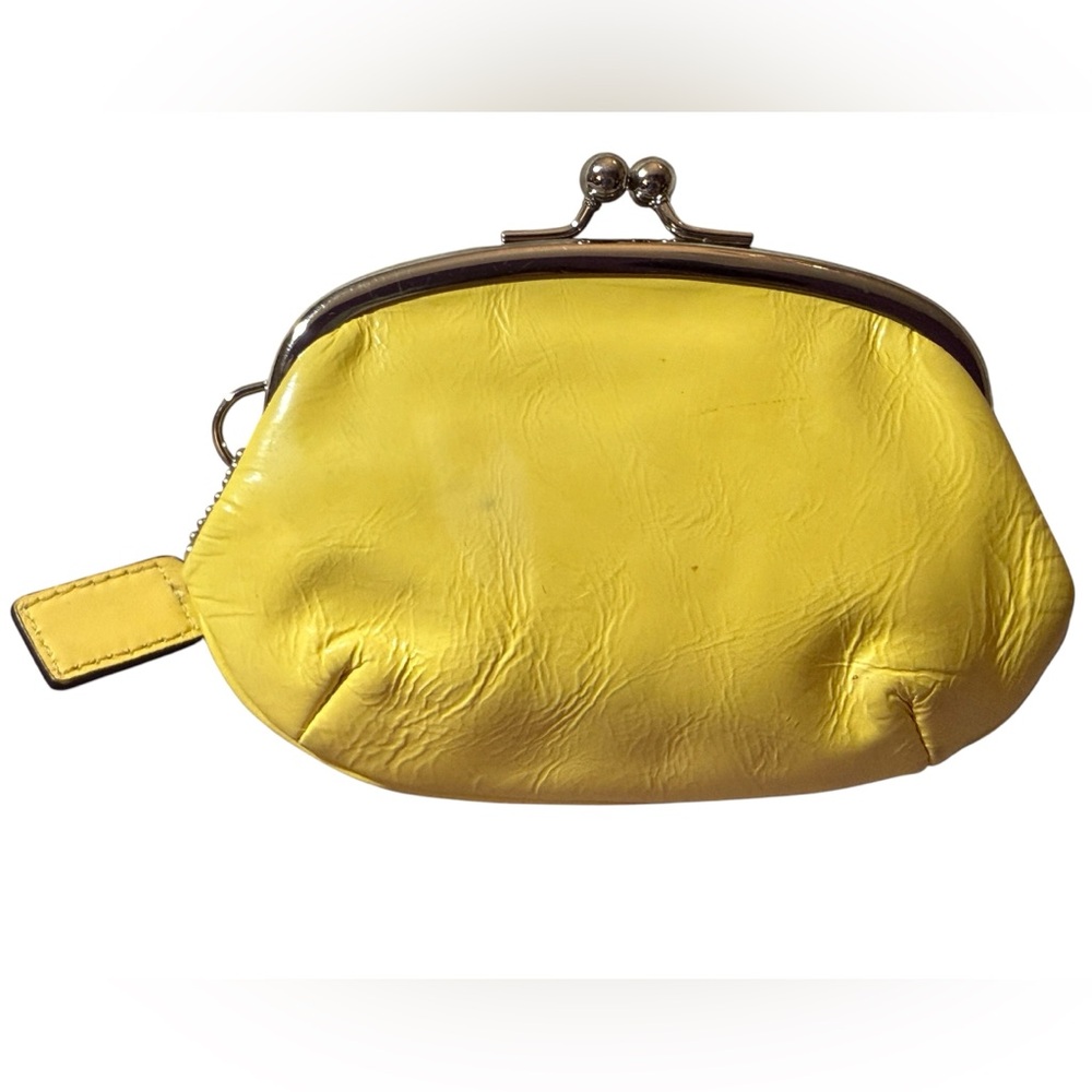 Yellow Leather Kiss-Lock Clutch Wallet - Picture 5 of 13